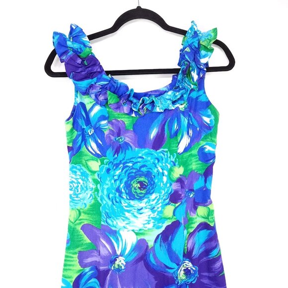 Vintage Sun Fashions of Hawaii Honolulu Dress Small Vibrant Floral Printed - Picture 3 of 12